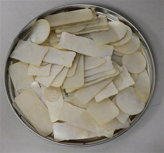 A quantity of mother of pearl counters